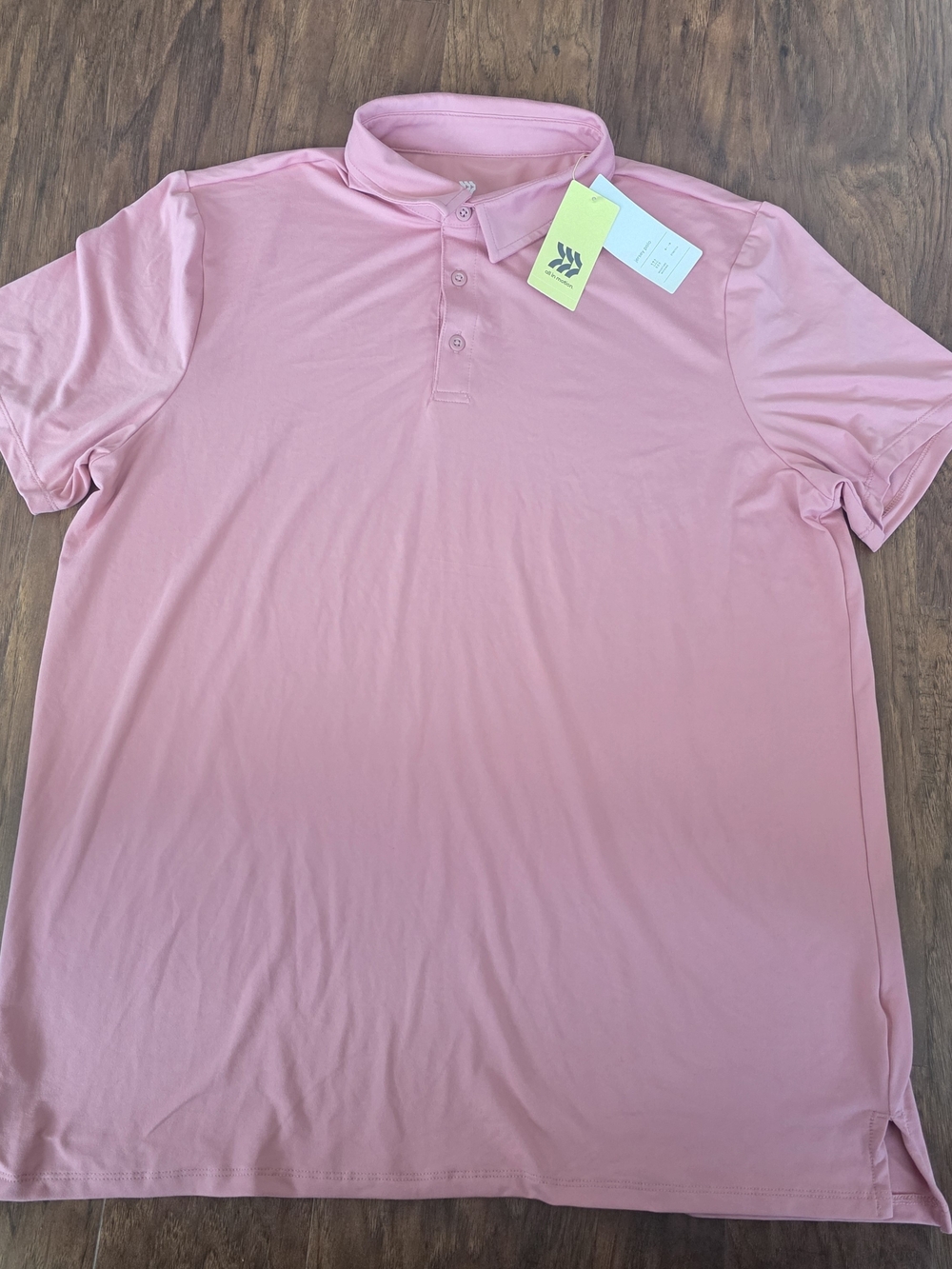 All in Motion Men's Pink Short-Sleeve Active Polo, Size L.